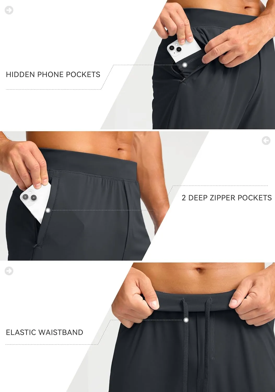 Soothfeel Men's Joggers with Zipper Pockets Golf Joggers Lightweight Sweatpants Athletic Workout Pants for Men Track