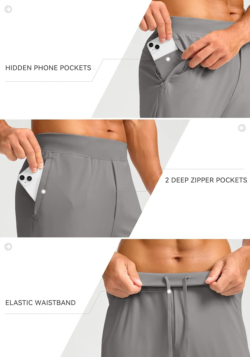 Soothfeel Men's Joggers with Zipper Pockets Golf Joggers Lightweight Sweatpants Athletic Workout Pants for Men Track
