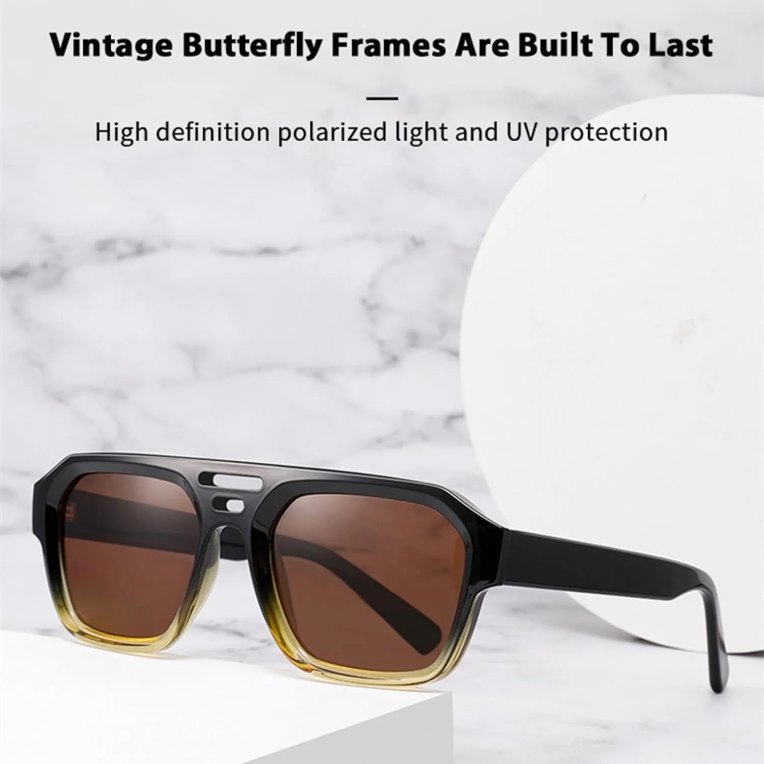 Sunglasses for Women Men Uv400 Acetate Fibre Frame Driving Fishing Shade