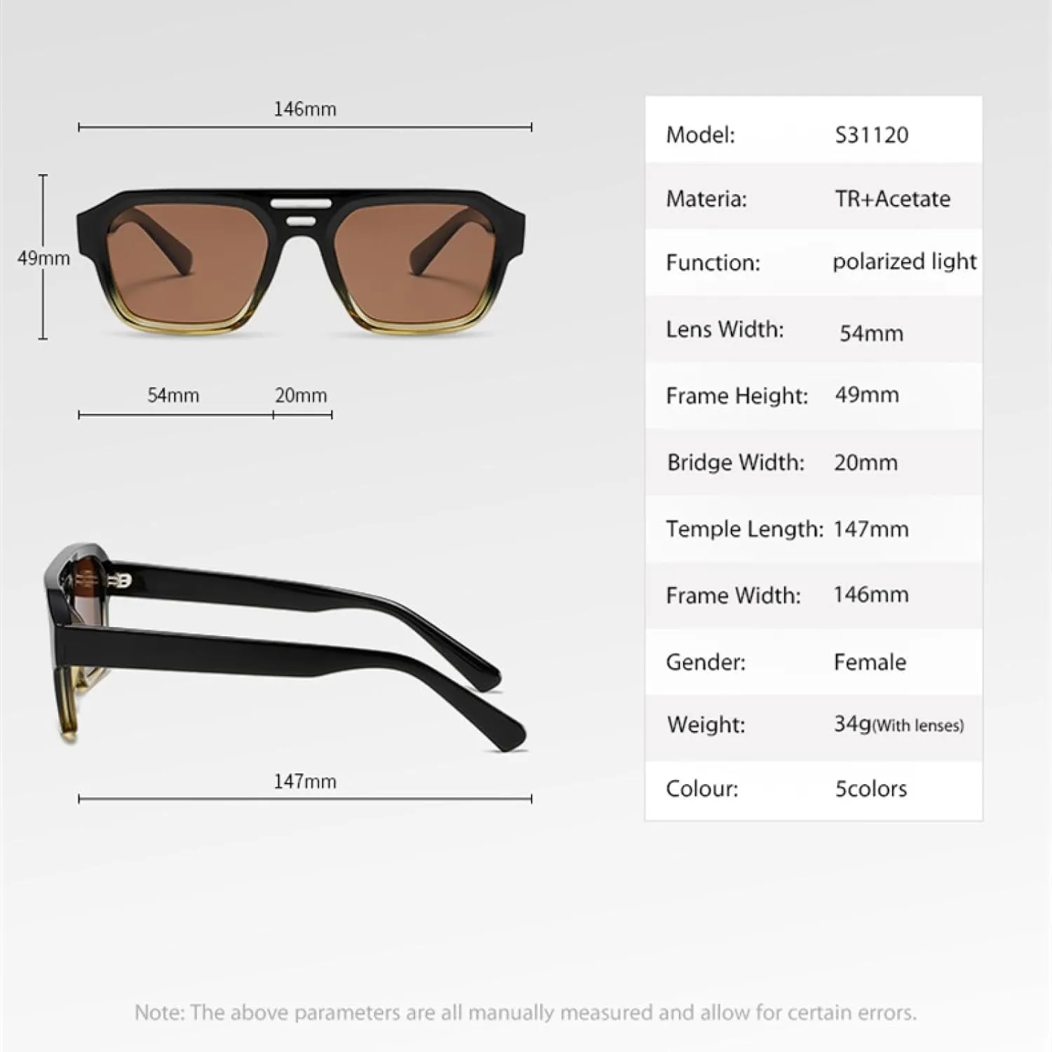 Sunglasses for Women Men Uv400 Acetate Fibre Frame Driving Fishing Shade