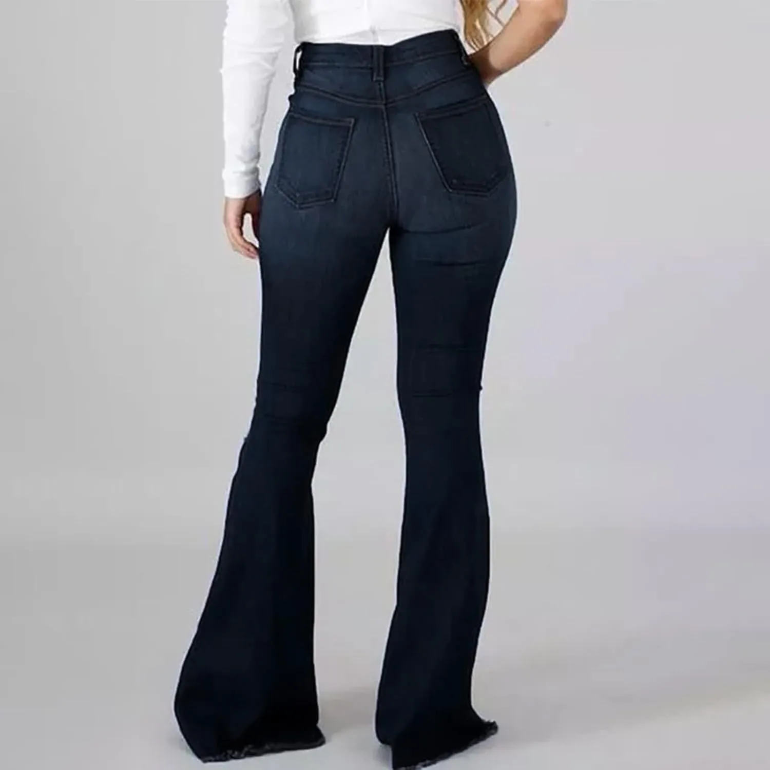 Sunward Bell Bottom Jeans for Women High Waisted Stretch Ripped Jeans Distressed Flare Jeans Y2k Denim Trousers Baggy Jeans