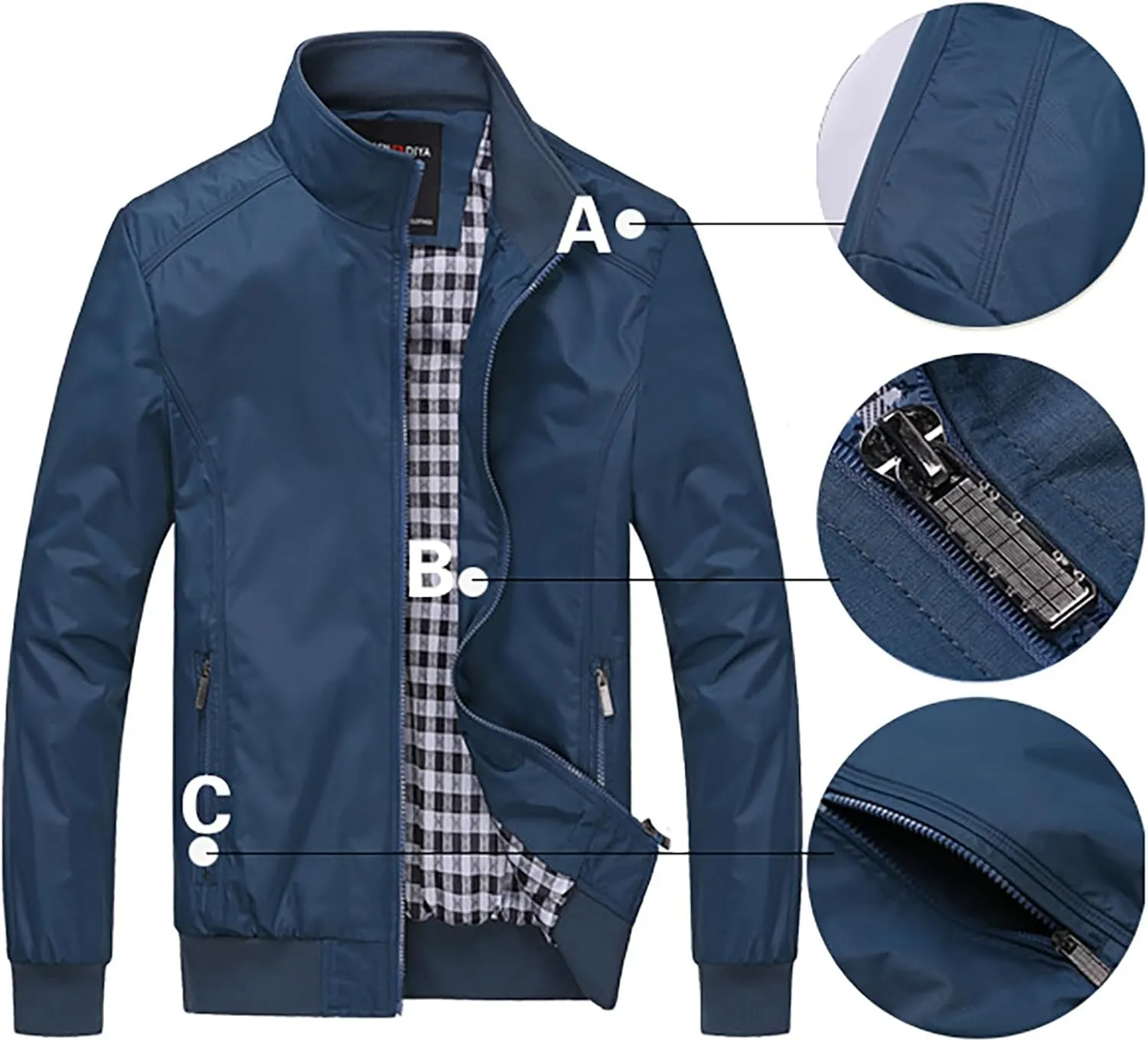 SUWBMHWE Men's Casual Shell Jacket Zip Up Windbreaker Outdoor Recreation Coat Bomber Jacket Coat Fall Winter Jackets for Men