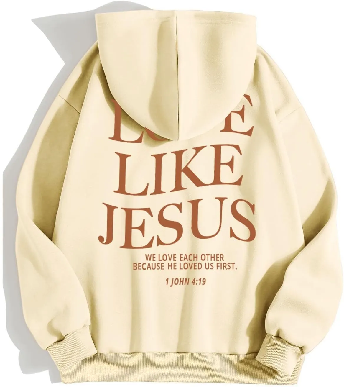 Sweatshirts For Teen Girl Love Like Jesus Long Sleeve Hoodie Graphic Print Drawstring Oversized Hoodie Sweatshirt