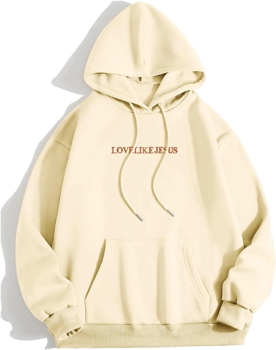 Sweatshirts For Teen Girl Love Like Jesus Long Sleeve Hoodie Graphic Print Drawstring Oversized Hoodie Sweatshirt