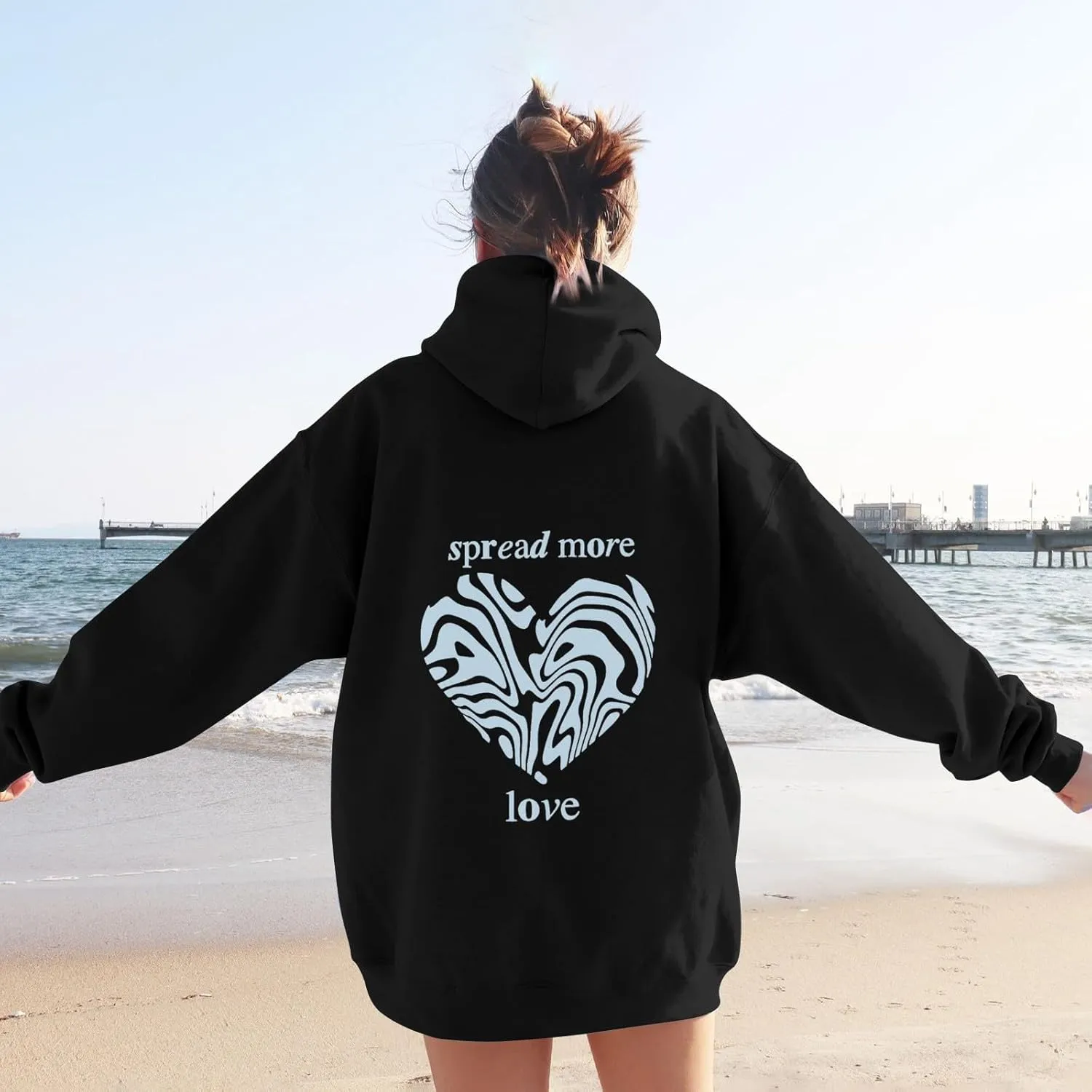 Sweatshirts For Teen Girls Long Sleeve Letter Print Casual Graphic Hoodies Drawstring Pullover Cute S, XXL