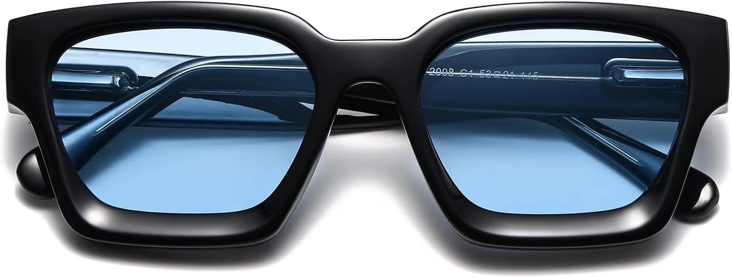 Thick Square Sunglasses for Men Women Retro Chunky Rectangle Sun Glasses UV Protection Designer Shades Style PT2008