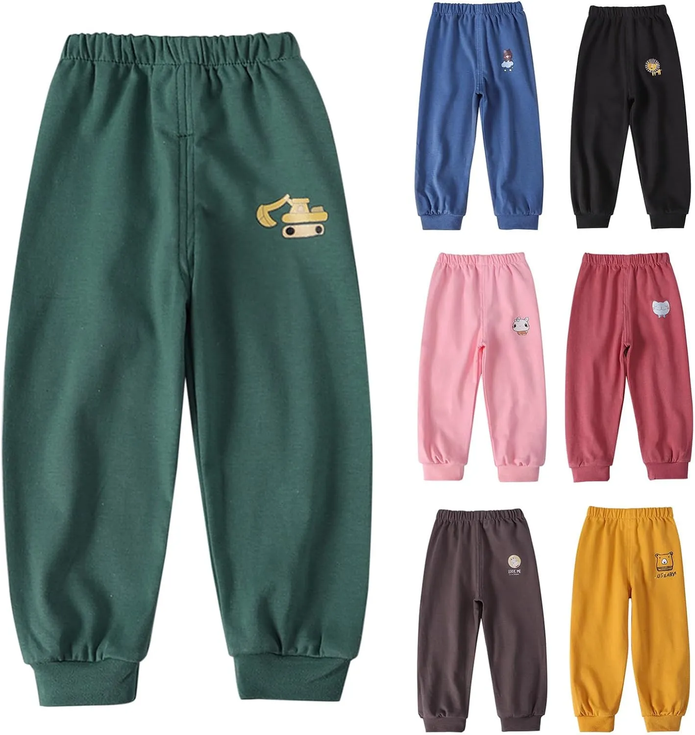 Toddler Baby Sweatpants Boy's Pull on Jogger Cotton Kids Cute Cartoon Elastic Waist Sports Pants Unisex Kids
