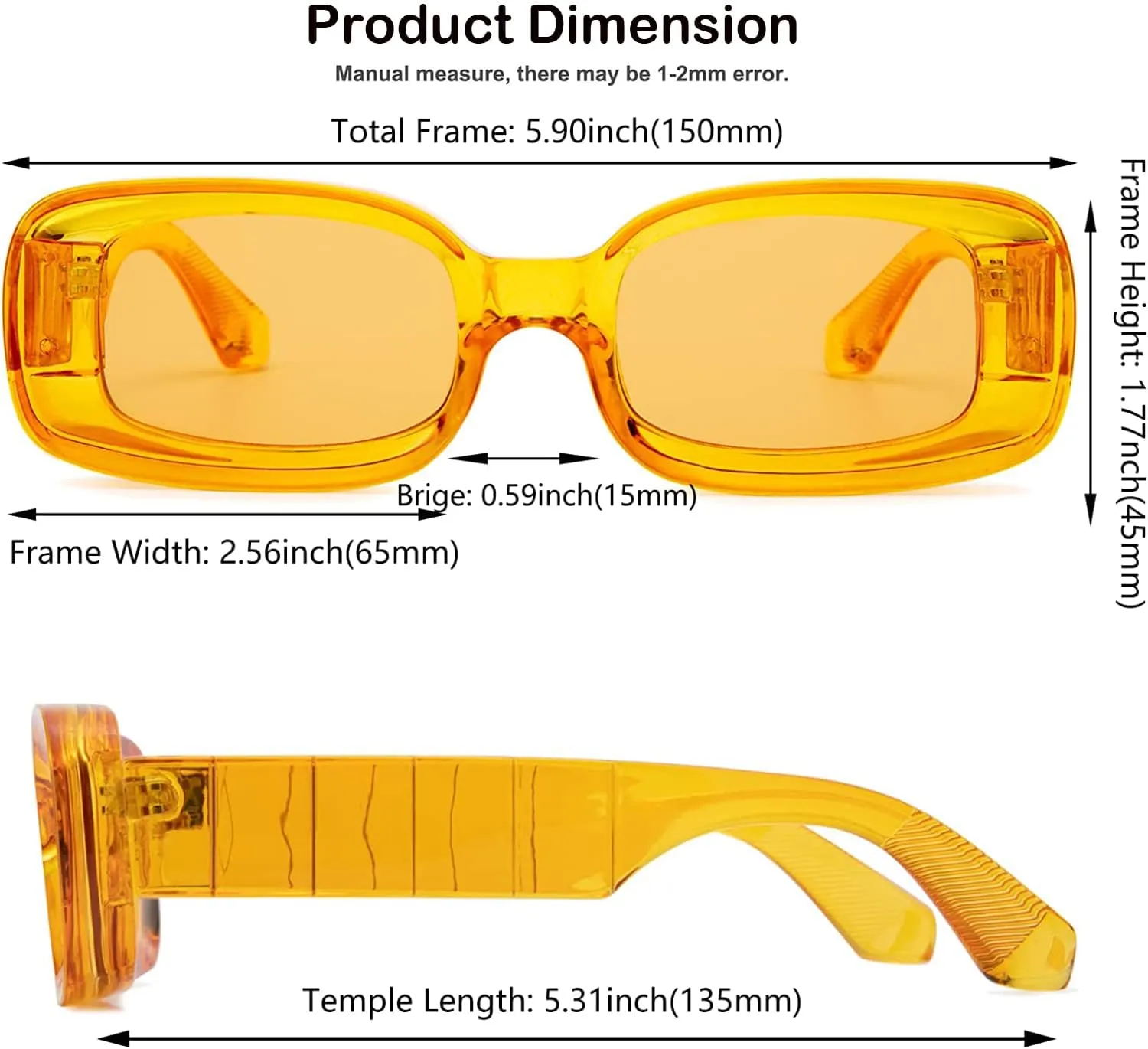 Trendy Rectangle Sunglasses for Women Men Fashion Chunky Thick Rectangular Sun Glasses