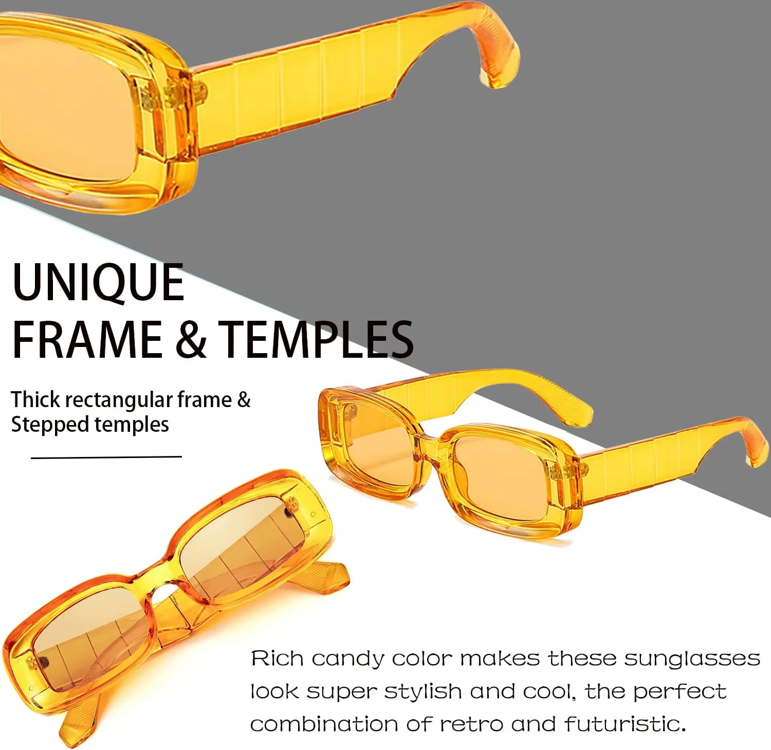 Trendy Rectangle Sunglasses for Women Men Fashion Chunky Thick Rectangular Sun Glasses
