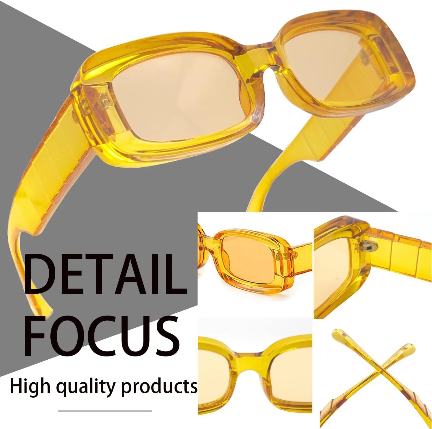 Trendy Rectangle Sunglasses for Women Men Fashion Chunky Thick Rectangular Sun Glasses