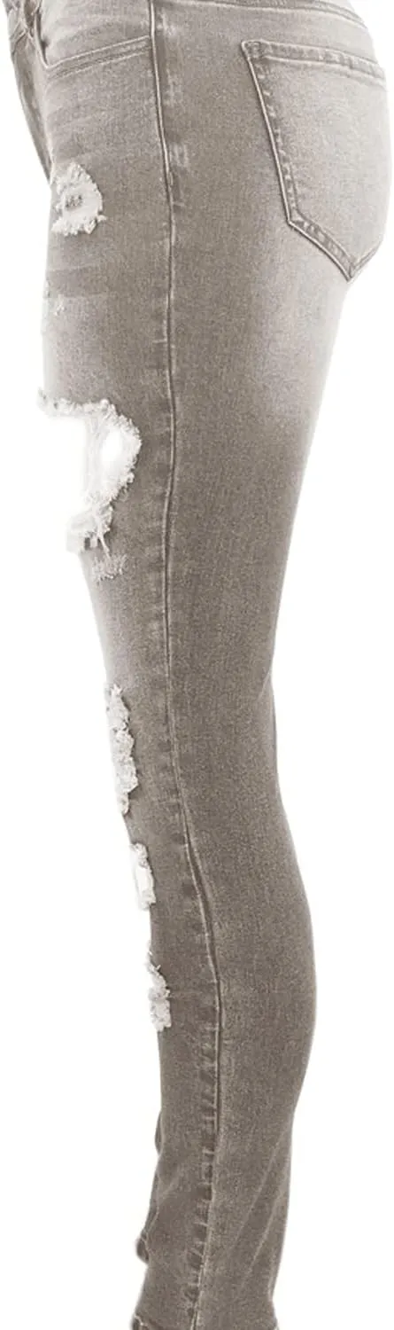 Tulucky Women's Boyfriend Jeans Distressed Slim Fit Ripped Denim Pants Comfy Stretch Skinny Jeans