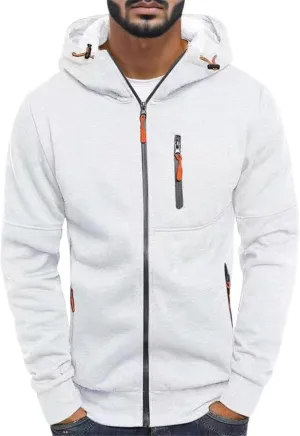 TUQIDEWU Mens Hoodies Zip Up Slim Fit, Hoodies for Men Big and Tall Zipper Fleece Sweatshirts Long Sleeve Sweatshirts Coats