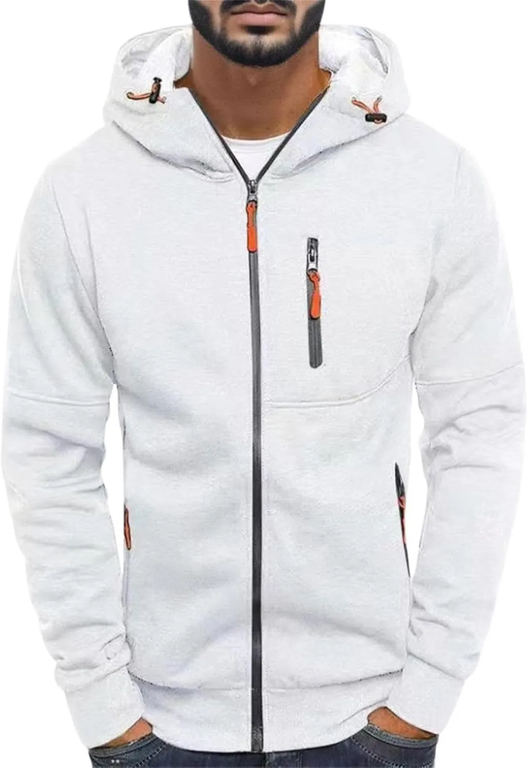 TUQIDEWU Mens Hoodies Zip Up Slim Fit, Hoodies for Men Big and Tall Zipper Fleece Sweatshirts Long Sleeve Sweatshirts Coats