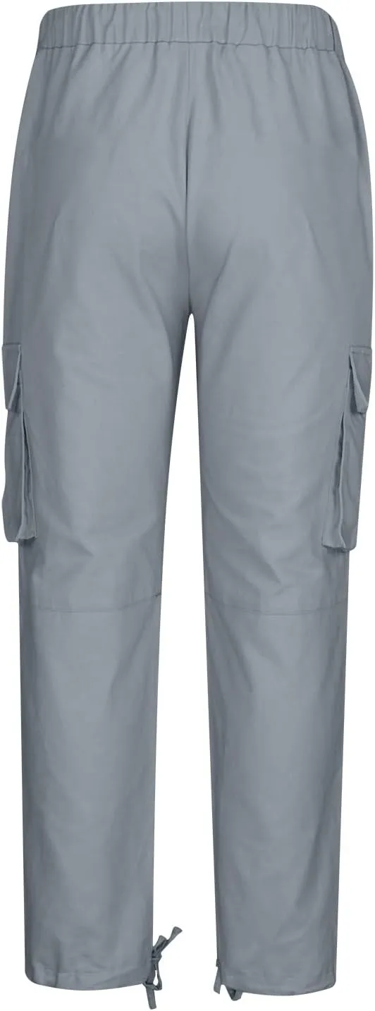 Uillui Cargo Pants for Men Tactical Hiking Pants Relax Fit Baggy Workout Track Pants Fall Multi-Pocket Straight Leg Trousers