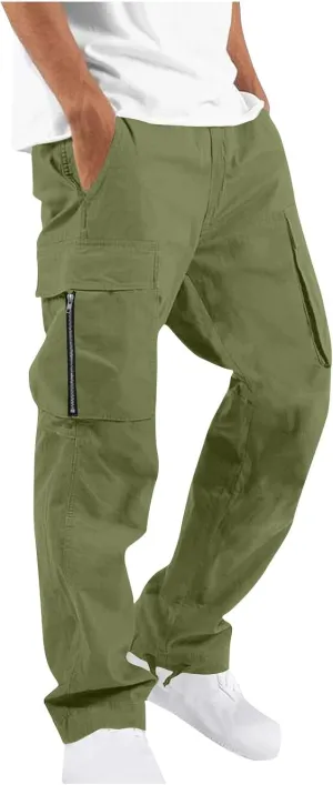 Uillui Cargo Pants for Men Tactical Hiking Pants Relax Fit Baggy Workout Track Pants Fall Multi-Pocket Straight Leg Trousers