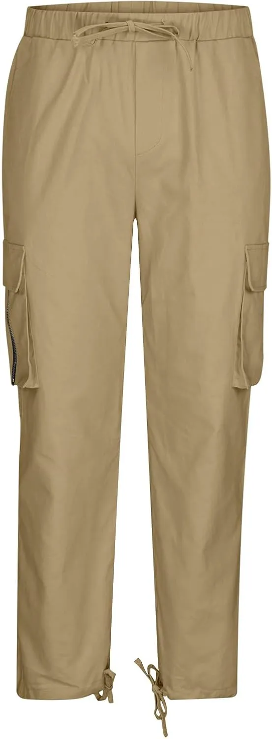 Uillui Cargo Pants for Men Tactical Hiking Pants Relax Fit Baggy Workout Track Pants Fall Multi-Pocket Straight Leg Trousers