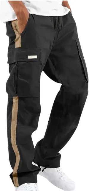Uillui Cargo Pants for Men Tactical Hiking Pants Relax Fit Baggy Workout Track Pants Fall Multi-Pocket Straight Leg Trousers