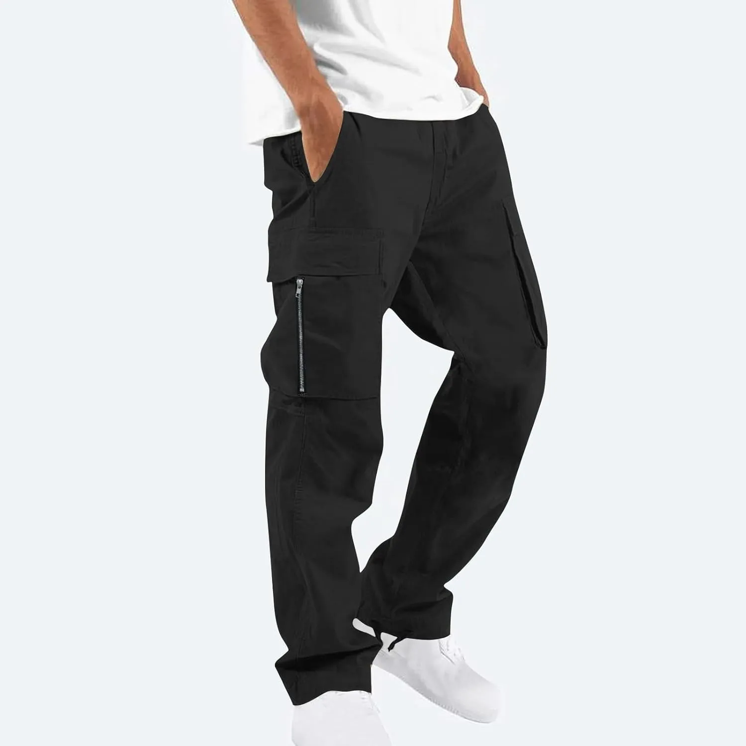 Uillui Cargo Pants for Men Tactical Hiking Pants Relax Fit Baggy Workout Track Pants Fall Multi-Pocket Straight Leg Trousers