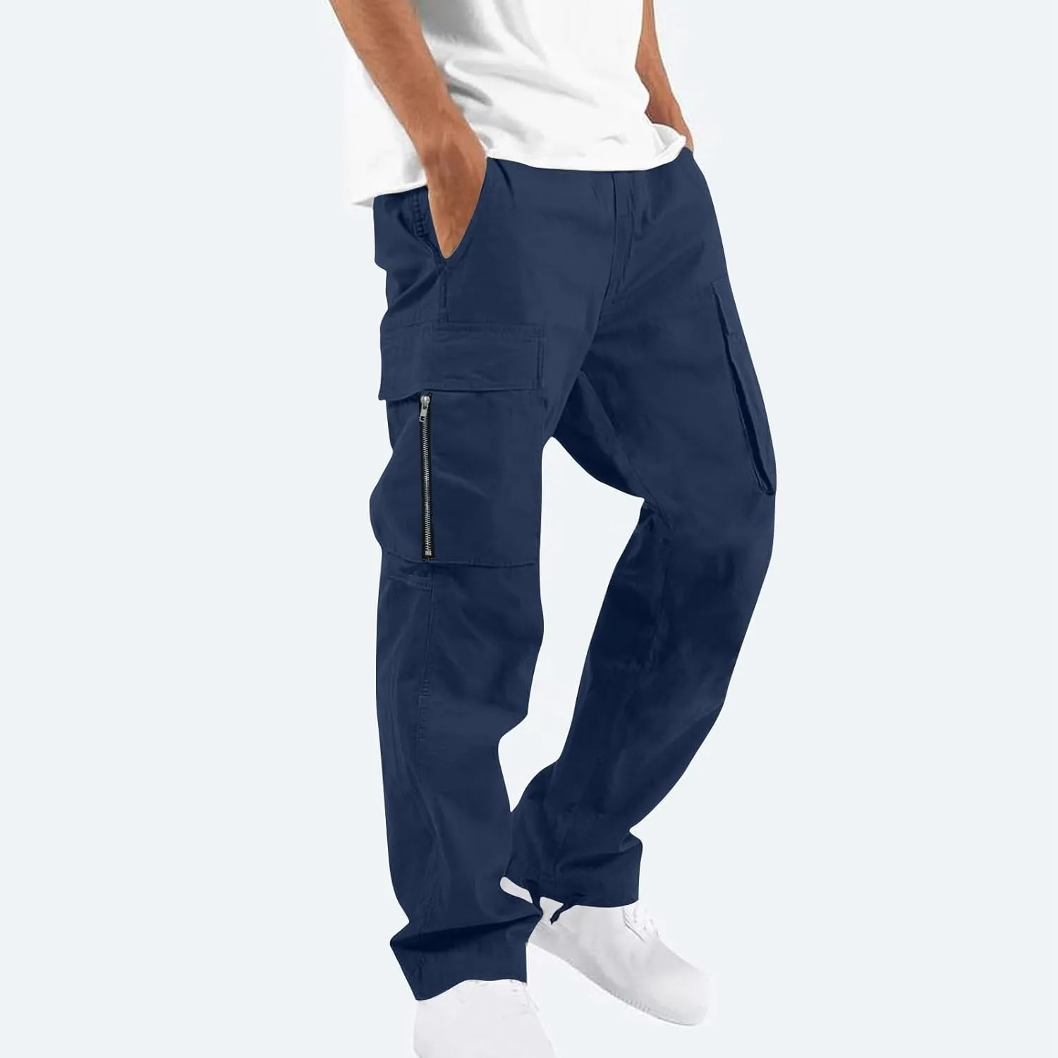 Uillui Cargo Pants for Men Tactical Hiking Pants Relax Fit Baggy Workout Track Pants Fall Multi-Pocket Straight Leg Trousers