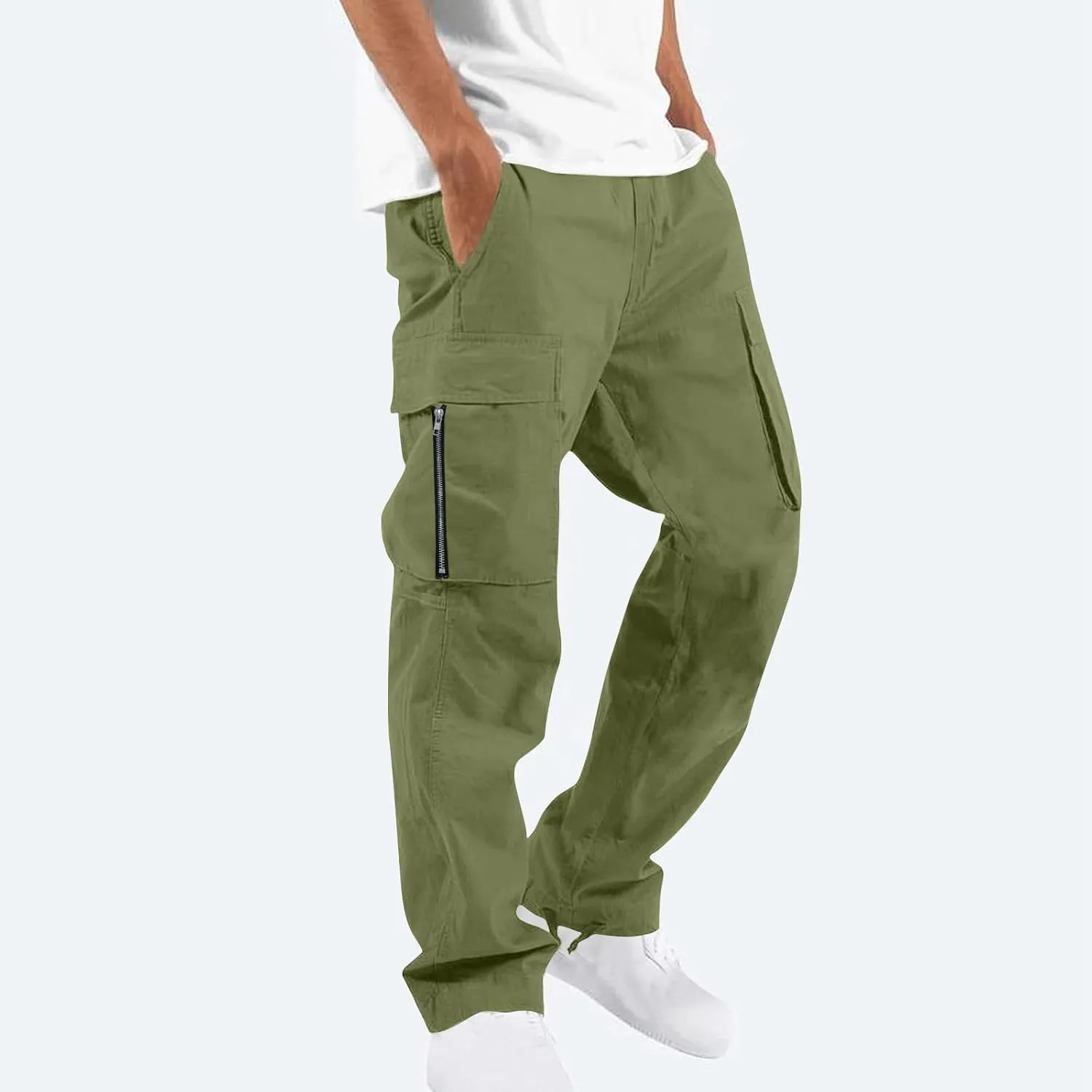 Uillui Cargo Pants for Men Tactical Hiking Pants Relax Fit Baggy Workout Track Pants Fall Multi-Pocket Straight Leg Trousers
