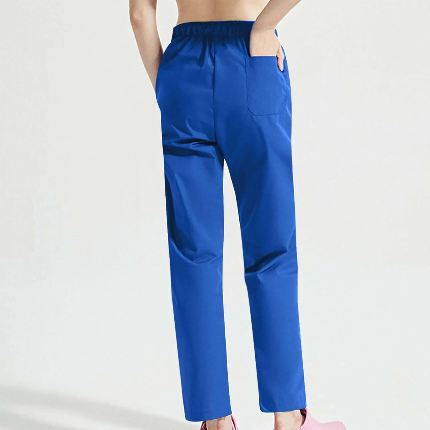 Uillui Long Pants for Women Relax Fit Straight Leg Trousers Drawstring Waist Lounge Pants Lightweight Solid Color Work Pants