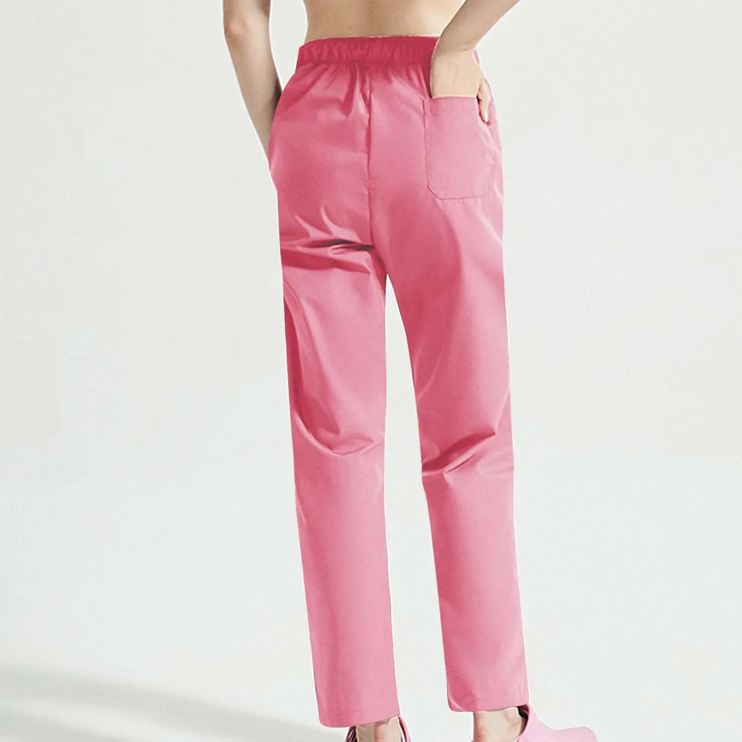 Uillui Long Pants for Women Relax Fit Straight Leg Trousers Drawstring Waist Lounge Pants Lightweight Solid Color Work Pants