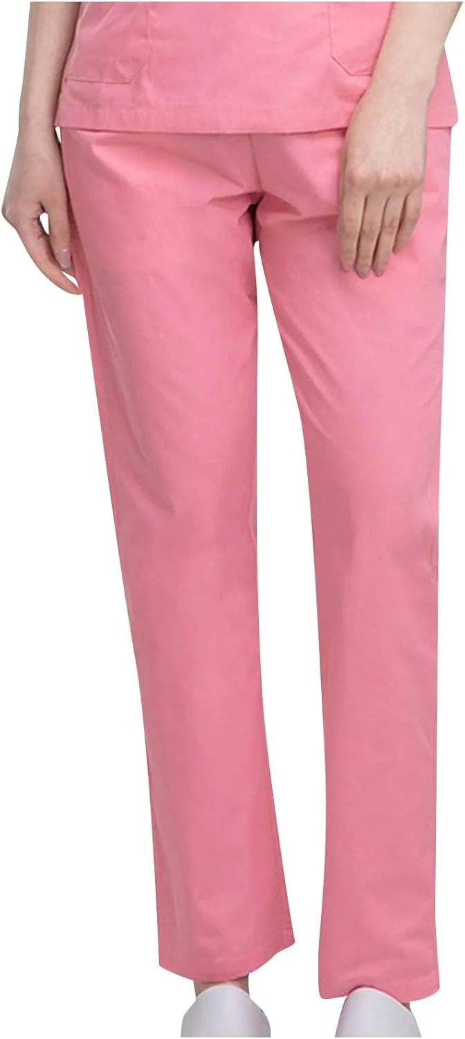 Uillui Long Pants for Women Relax Fit Straight Leg Trousers Drawstring Waist Lounge Pants Lightweight Solid Color Work Pants