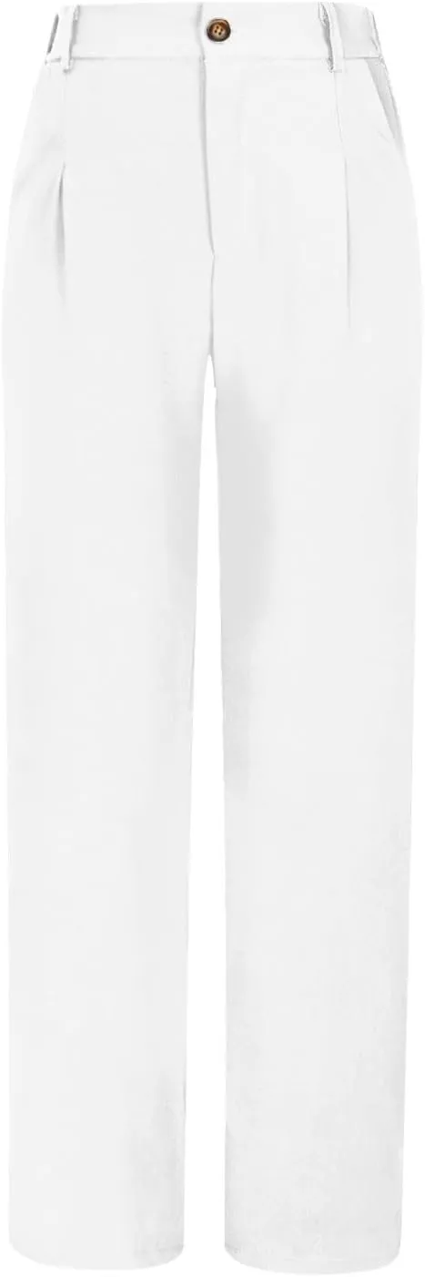 Uillui Suit Pants for Women Formal Business Casual Dress Pants Relax Fit Straight Leg Trousers High Waist Button Work Slacks