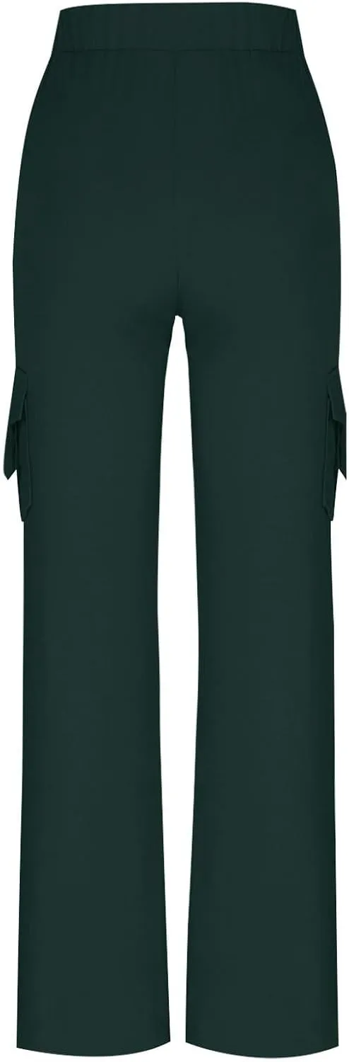 Uillui Womens Relax Fit Cargp Pants Palazzo Wide Leg Trousers Stretch Workout Yoga Pant Elastic Waist Straight Leg Sweatpant
