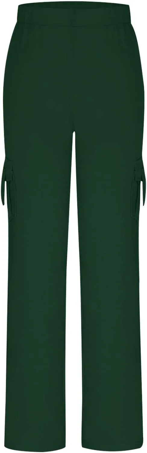 Uillui Womens Relax Fit Cargp Pants Palazzo Wide Leg Trousers Stretch Workout Yoga Pant Elastic Waist Straight Leg Sweatpant