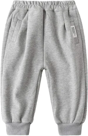 Unisex Baby Fleece Sweatpants Cotton Elastic Waist Fall Winter Toddler Boys Girls Jogger Pants Solid Color