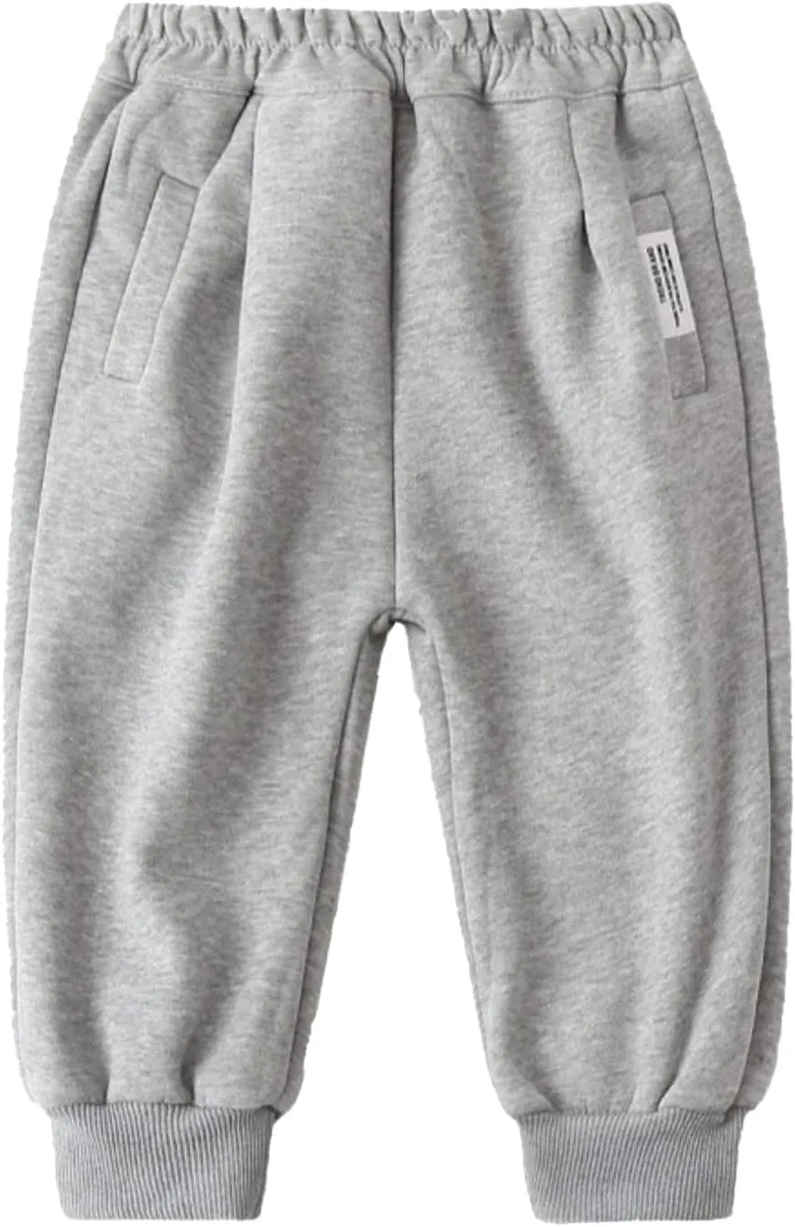 Unisex Baby Fleece Sweatpants Cotton Elastic Waist Fall Winter Toddler Boys Girls Jogger Pants Solid Color