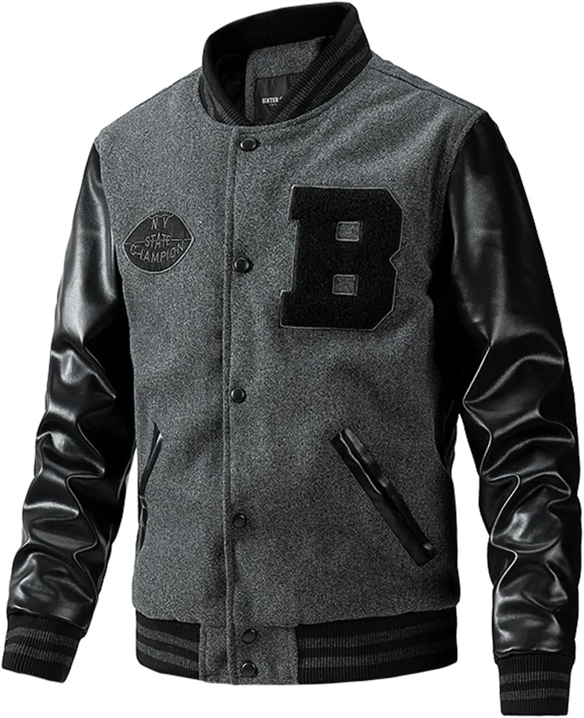 Varsity Jacket Men Leather Sleeve Slim Fit College Baseball Jackets Embroidered Letterman Bomber Coats Streetwear Fall