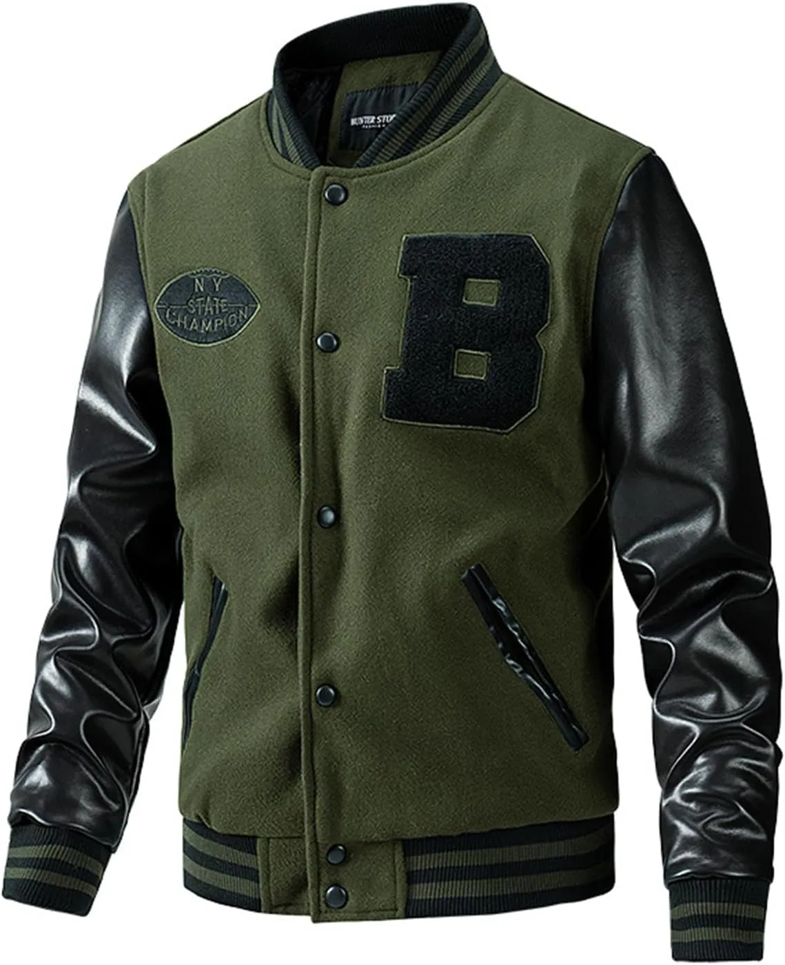 Varsity Jacket Men Leather Sleeve Slim Fit College Baseball Jackets Embroidered Letterman Bomber Coats Streetwear Fall