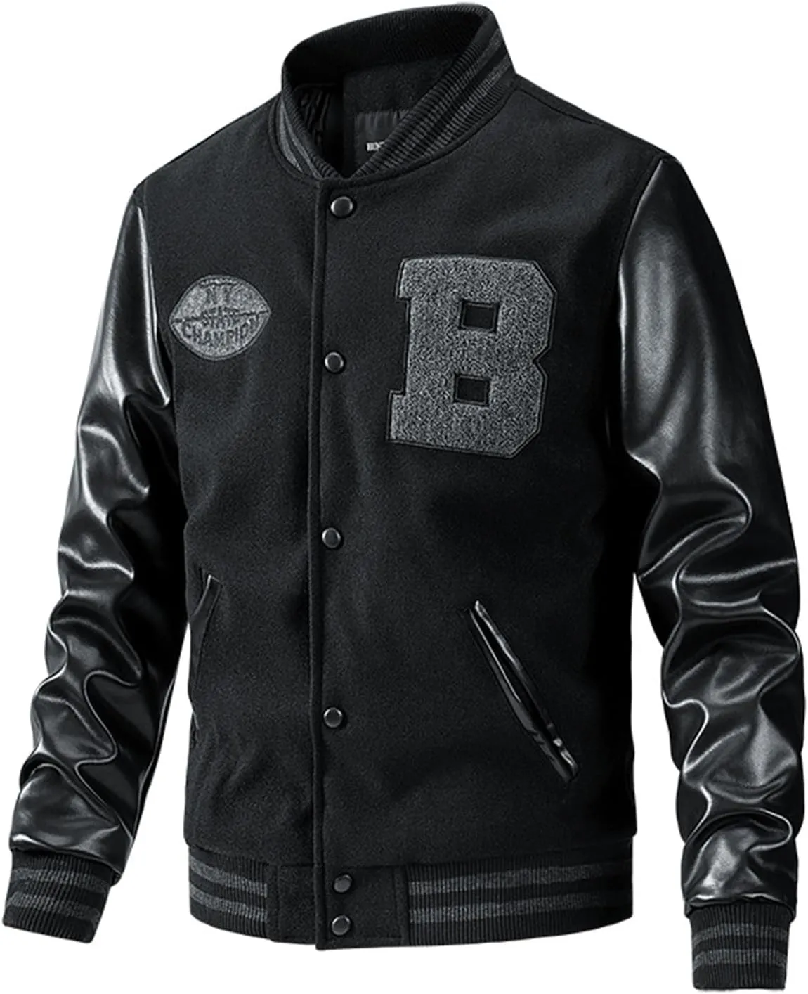 Varsity Jacket Men Leather Sleeve Slim Fit College Baseball Jackets Embroidered Letterman Bomber Coats Streetwear Fall
