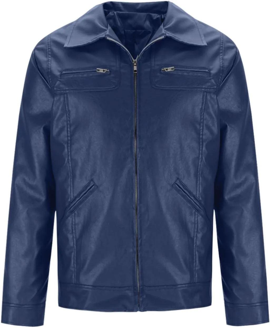 Vintage Leather Jacket Men Casual Lapel Collar Modern Soft Faux Leather Biker Motorcycle Jackets Outerwear Slim Fit