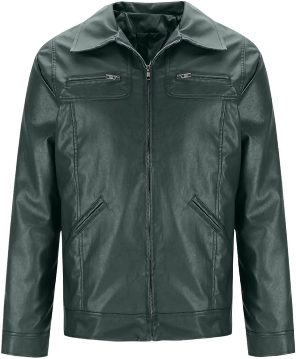 Vintage Leather Jacket Men Casual Lapel Collar Modern Soft Faux Leather Biker Motorcycle Jackets Outerwear Slim Fit