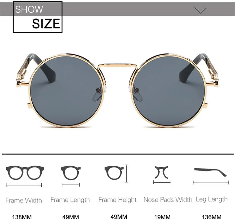 Vintage Men Sunglasses For Women Punk Style Metal Frame Round Sun Glasses Men Eyewear UV400