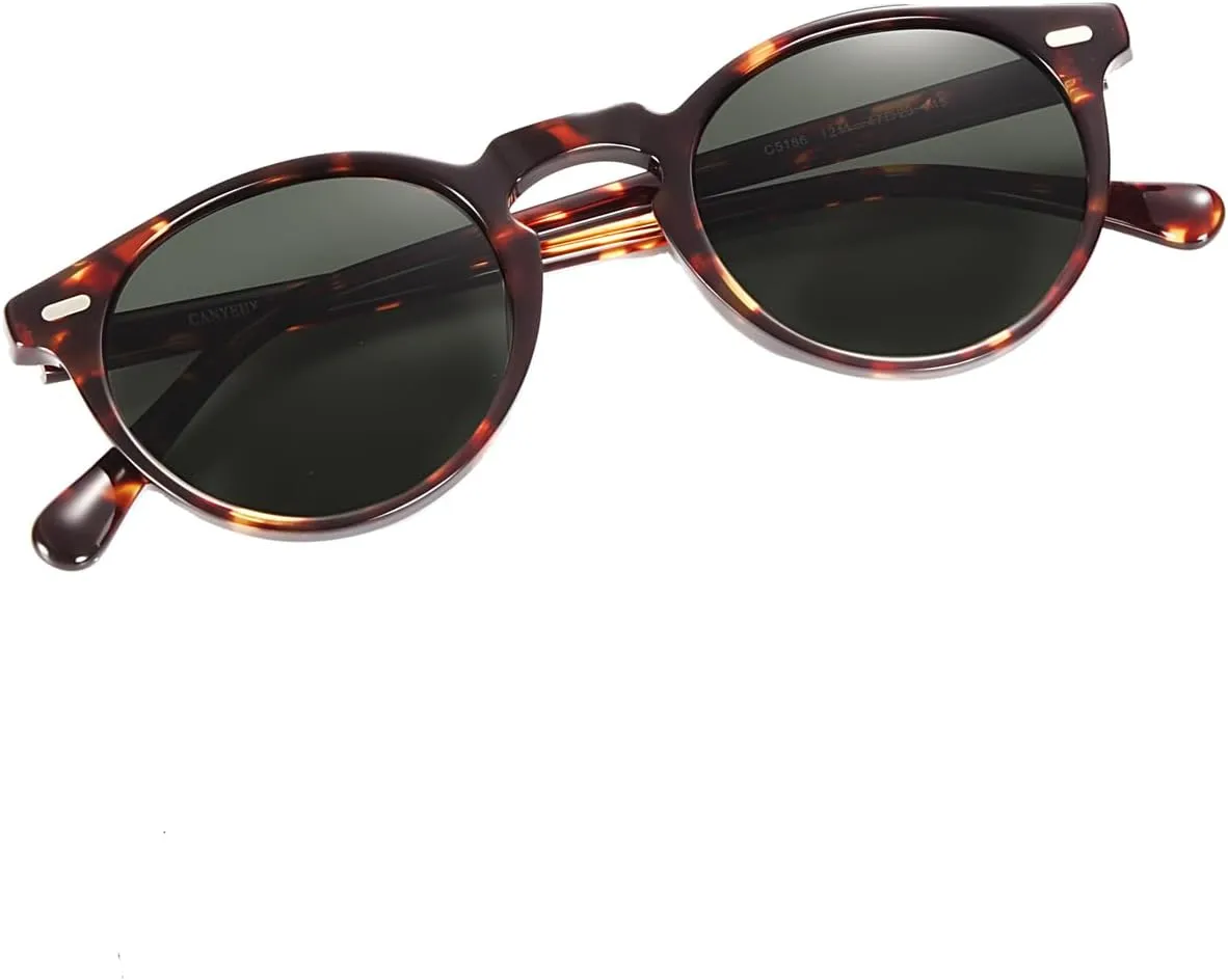 Vintage Round Polarized Sunglasses for Women and Men, 100% UV Protection