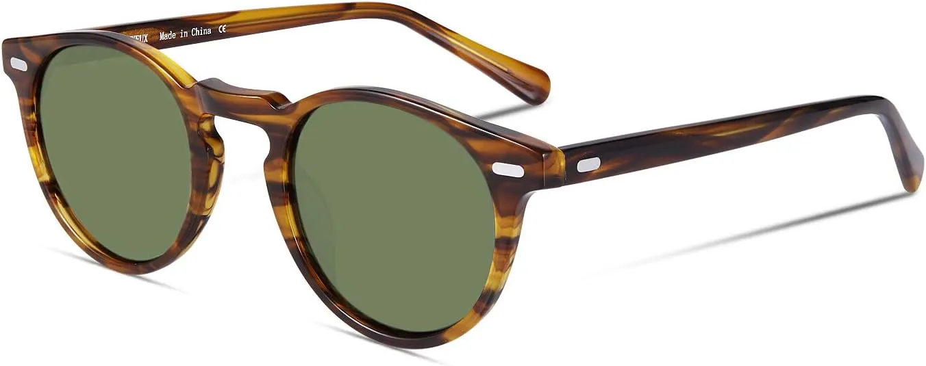 Vintage Round Polarized Sunglasses for Women and Men, 100% UV Protection