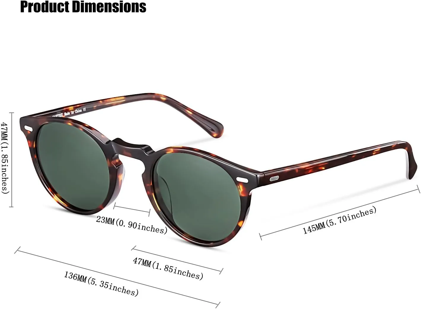 Vintage Round Polarized Sunglasses for Women and Men, 100% UV Protection