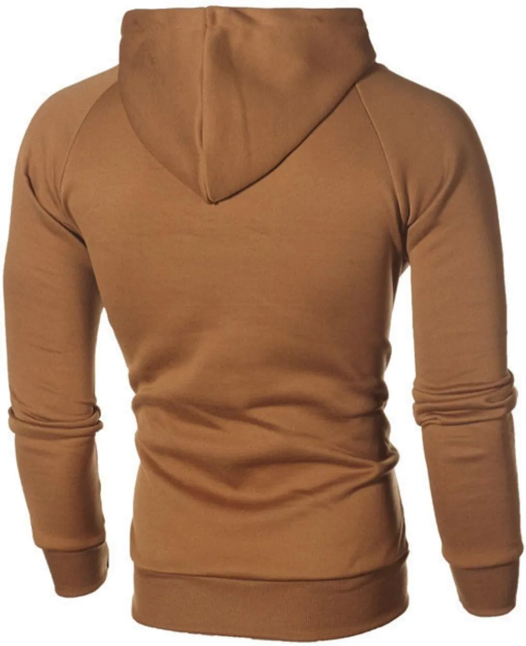 Wankang Mens Full Zip Fleece Hoodies Solid Drawstring Slim Fit Long Sleeve Lightweight Hooded Sweatshirt with Zipper Pockets