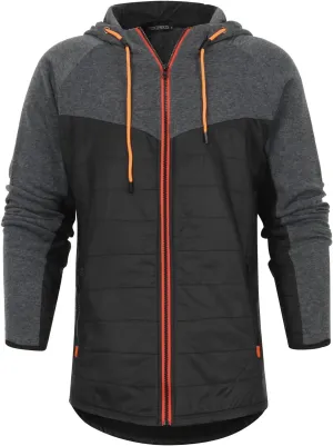 Warm Hoodies For Men Zip Up Hoodies Slim Fit Color Block Quilted Sweatshirts Jacket With Zipper Pockets