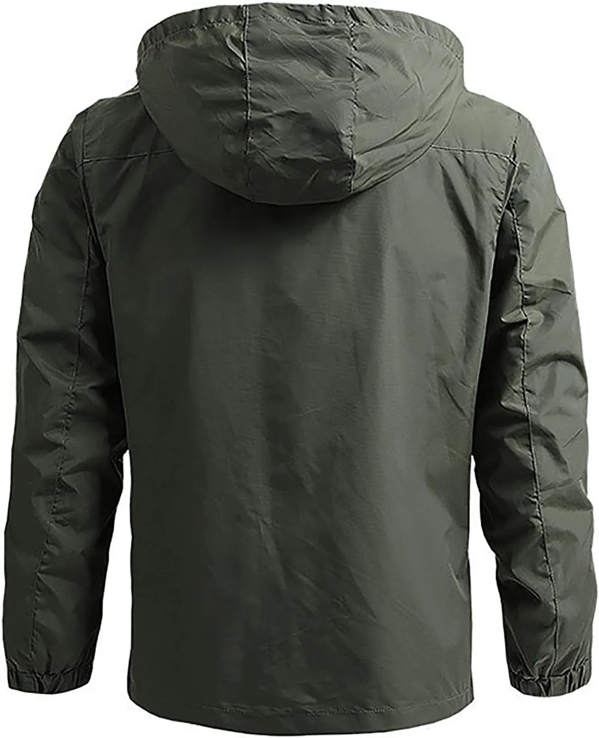 Waterproof Jackets for Men Lightweight Full Zip Long Sleeve Windbreaker Jackets with Hood Detachable Hiking Coats