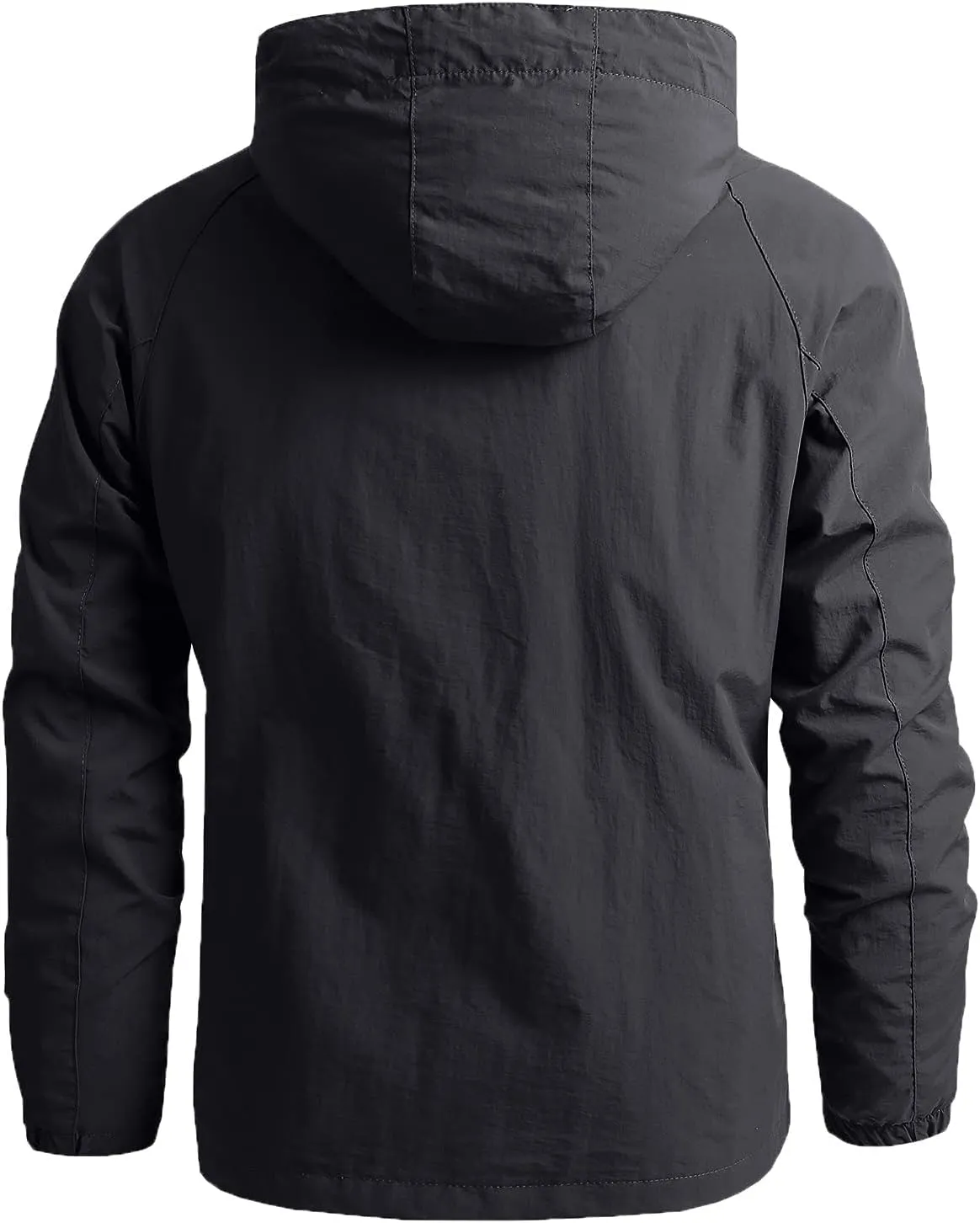 Waterproof Jackets for Men Lightweight Full Zip Long Sleeve Windbreaker Jackets with Hood Detachable Hiking Coats
