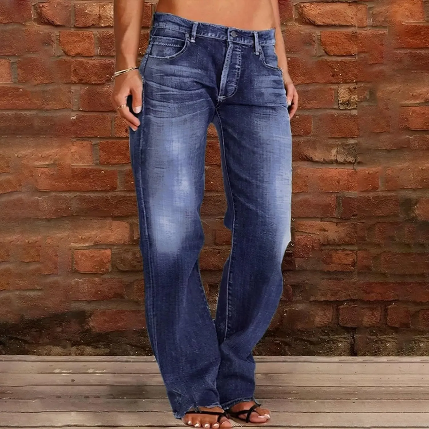 Wide Leg Jeans Woman Distressed Straight Leg Jeans Low Rise Ripped Jeans Baggy Jeans Boyfriend Denim Pants