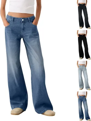 Wide Leg Jeans Women Boyfriend Low Rise Baggy Jeans Y2k Straight Leg Jeans Trendy Denim Pants Trousers
