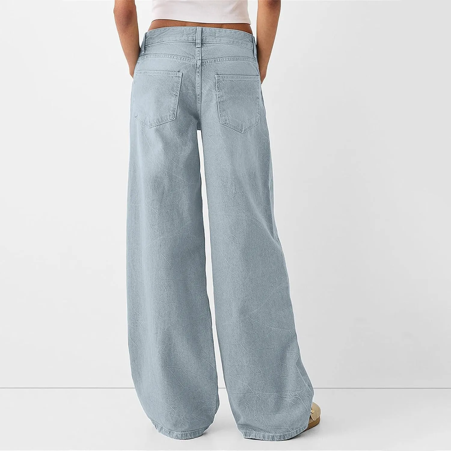 Wide Leg Jeans Women Boyfriend Low Rise Baggy Jeans Y2k Straight Leg Jeans Trendy Denim Pants Trousers