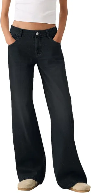 Wide Leg Jeans Women Boyfriend Low Rise Baggy Jeans Y2k Straight Leg Jeans Trendy Denim Pants Trousers