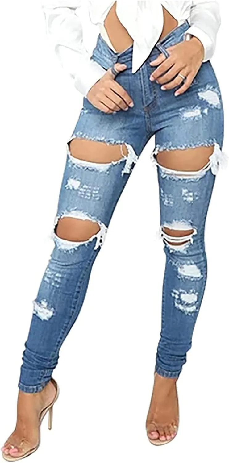 Wide Leg Jeans Women High Waisted Lift Butt Women's Ripped Jeans Stretch Distressed High Juniors Jeans Black